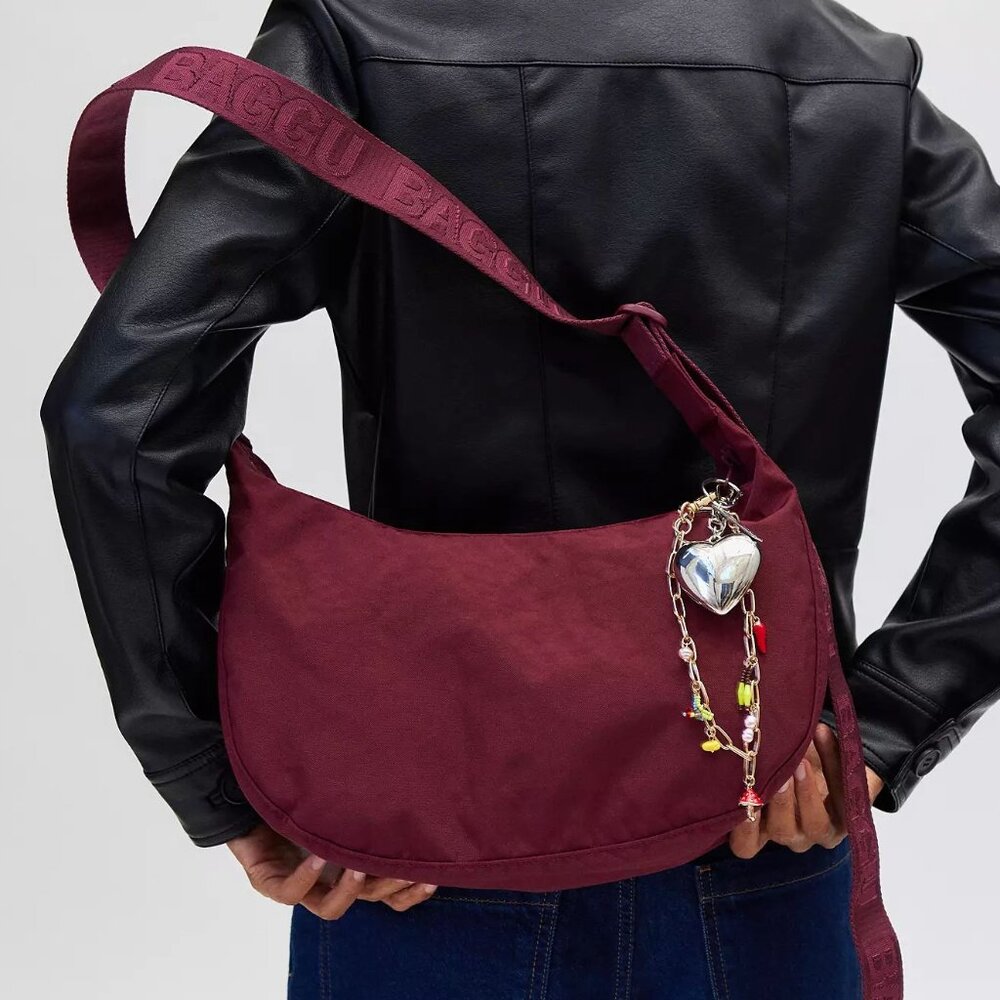 NWT Baggu Crescent Bag Medium - Oxblood